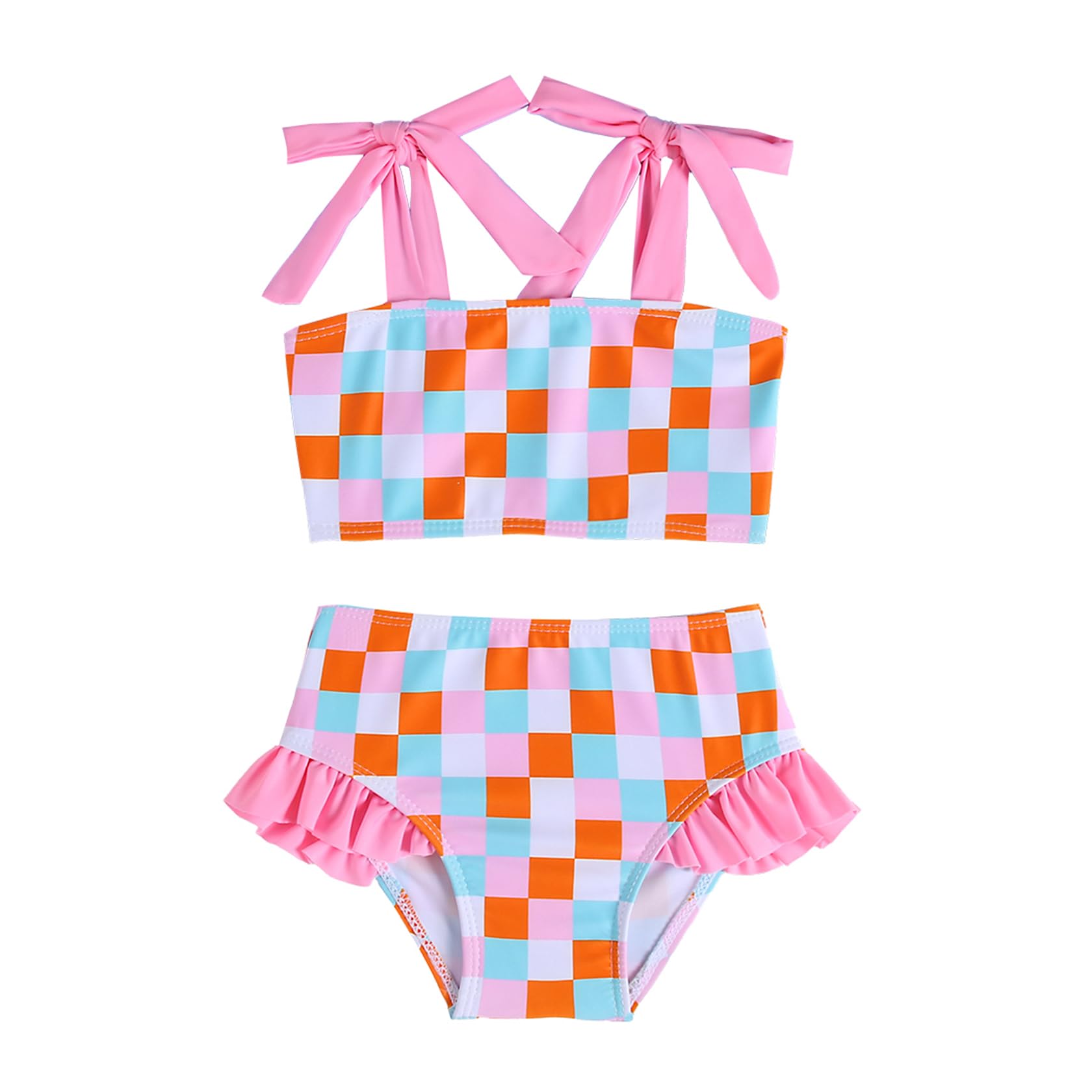 Tinypainter Toddler Girl Swimsuit Color Block Swimwear Girls Beach Bathing Suit Two Pieces Bikini Set 1-6 Years