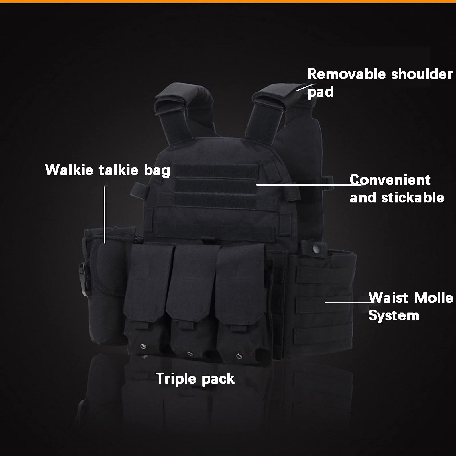Gilet tattico,platecarrier Combinato Campo Assalto,Pettorina Paintball Airsoft,Maglia CS effettivo Allenamento all'aperto-Army Fans,Gioco di Sopravvivenza,Caccia,Pesca