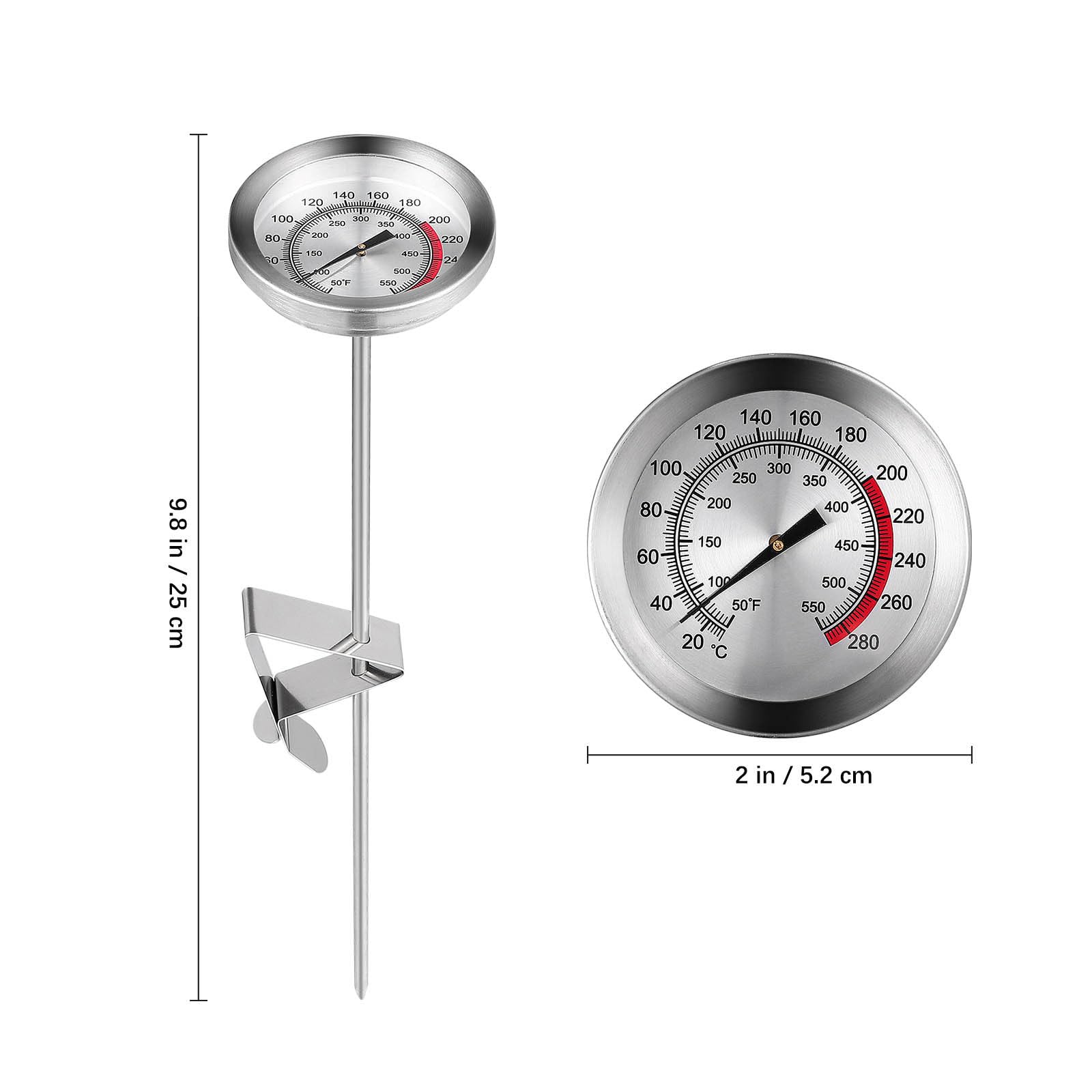 Cabilock Termometro per friggitrice con termometro per carne facilmente leggibile per alimenti per tacchini, barbecue, forno, 23 cm