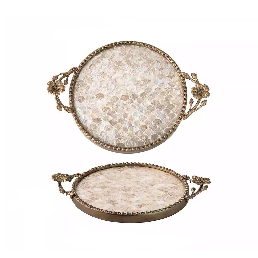 Tray Decor Creative Shell Decorative Tray With Handle Tea Tray Skin Care Product Storage Tray Food Tray(A)