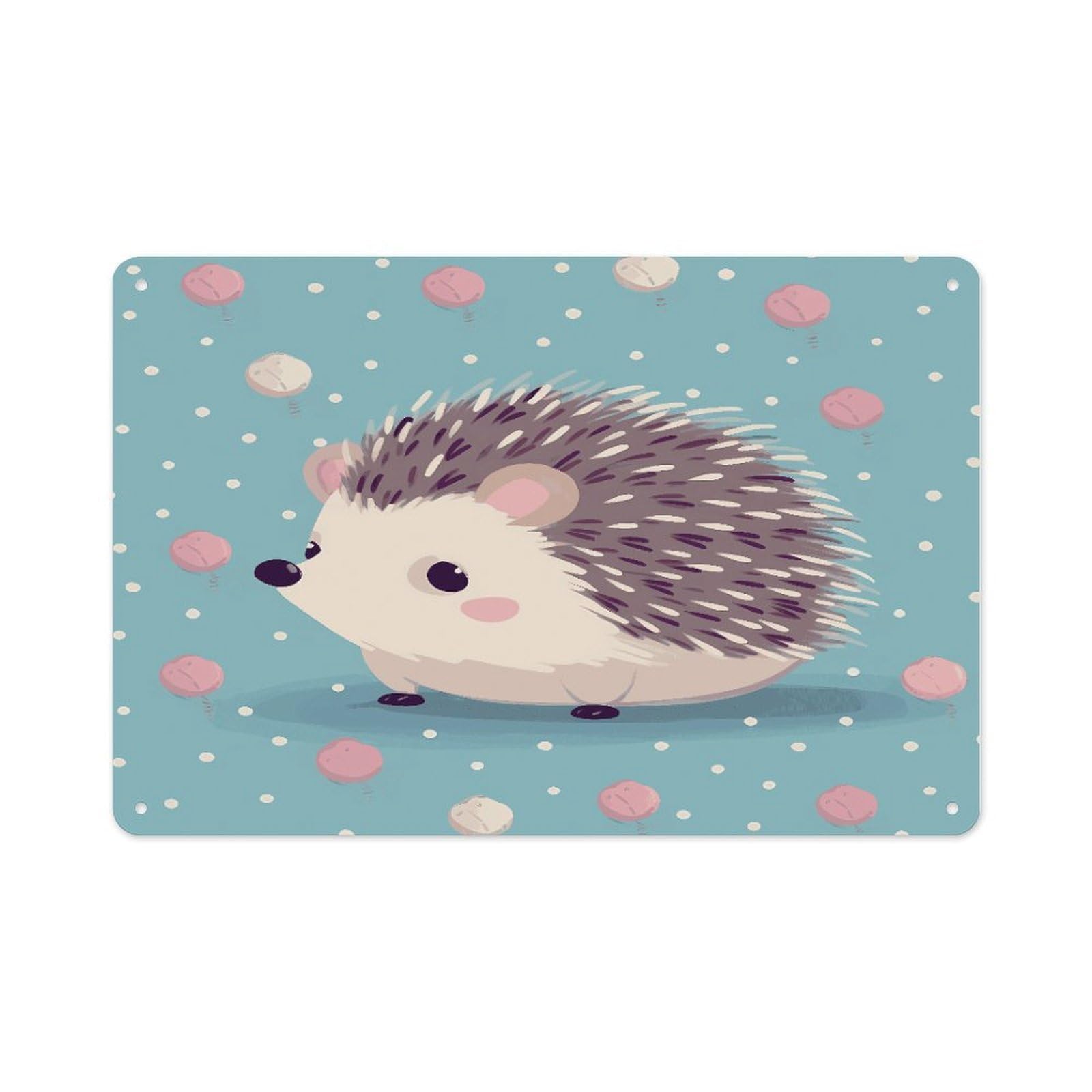 Btcowzrv Style Hedgehog Polkadot Metal Sign 7.9 X 11.8 Inch, Aluminum Sign Wall Art Decor Easy To Install, Decorative Plaque For Home Bar Kitchen Pub Shop Garage