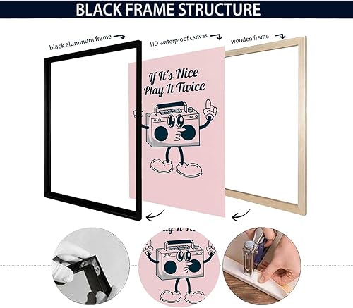 Miniatura 3 de Bonito lienzo antropomórfico Boombox para pared, pósteres estéticos de dibujos animados vintage, estilo retro y lúdico, impresiones de estilo