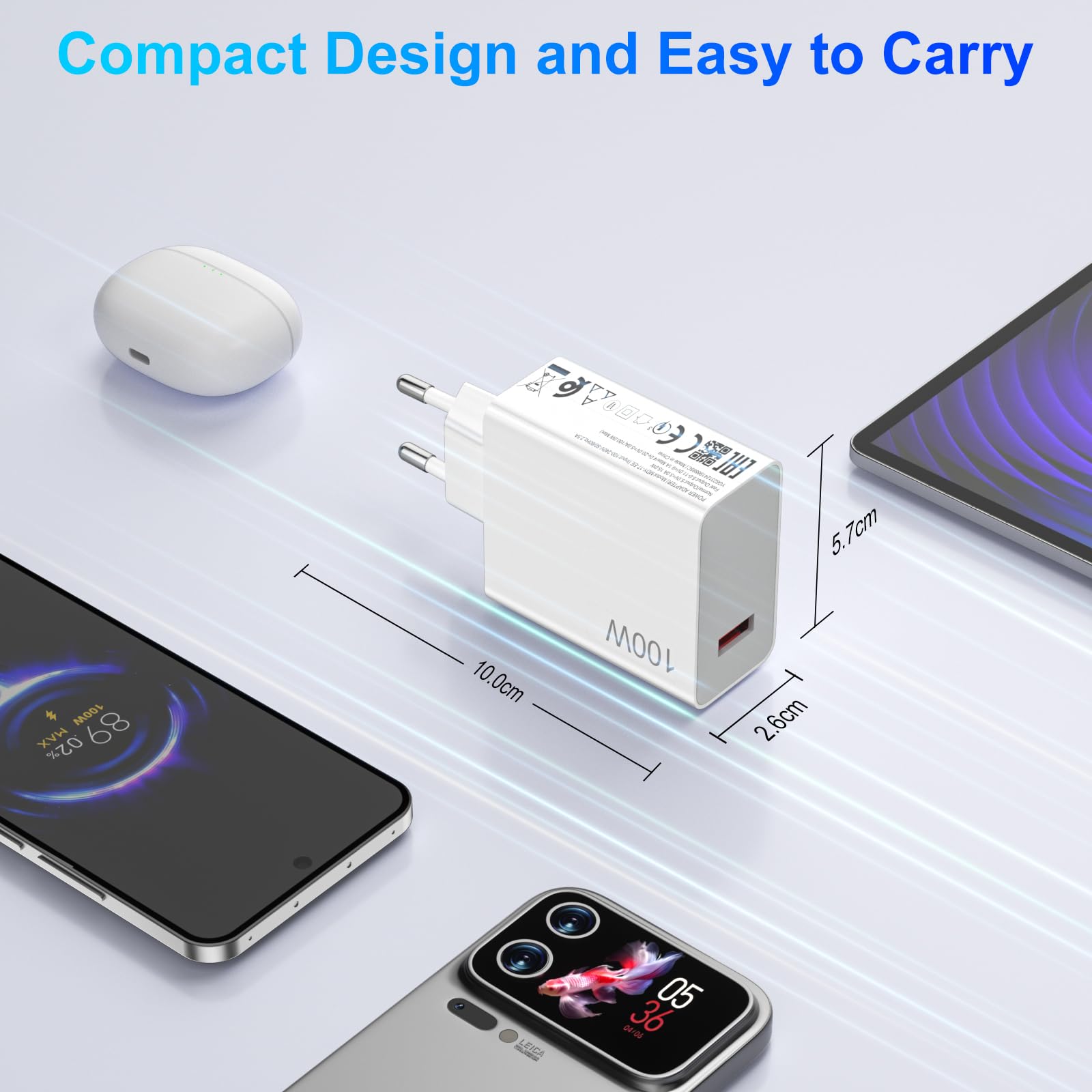HyperCharge 100W Charger for Xiaomi 17 Pro Max, 90W 67W USB