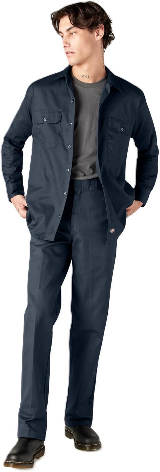 Dickies Men's Big-Tall Long Sleeve Work Shirt 3X-Large Big Tall Dark Navy