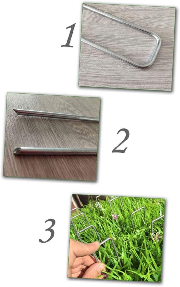 UKCOCO 50pcs U-Shape Galvanized Ground Nails for Plant Support Artificial Grass Heavy Duty Landscape Garden Staples Garden Stakes