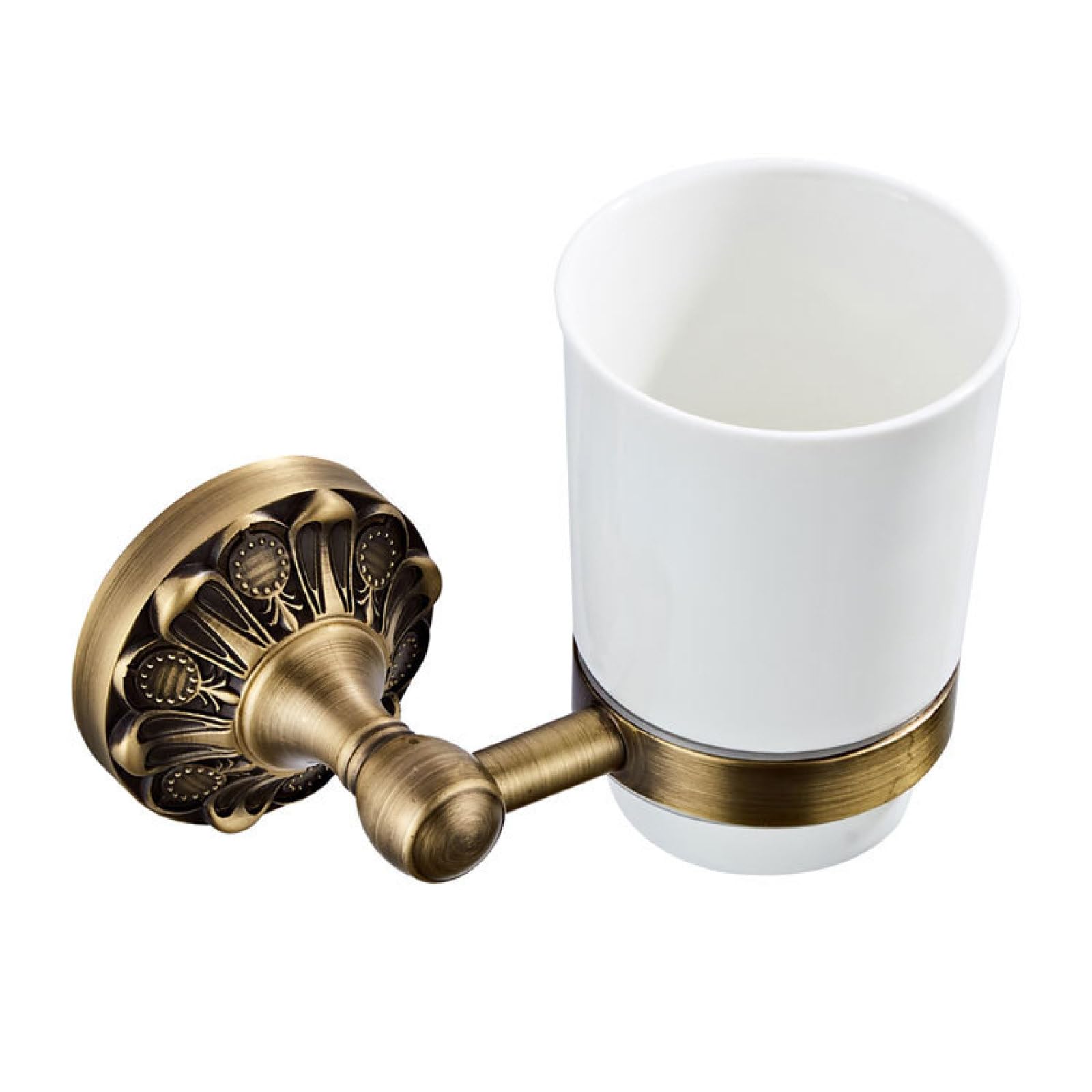 Fanjubei Antique Gold Antique Bronze Embossed Round Chassis Ceramic Cup Mouthwash Cup Single Cup Holder,