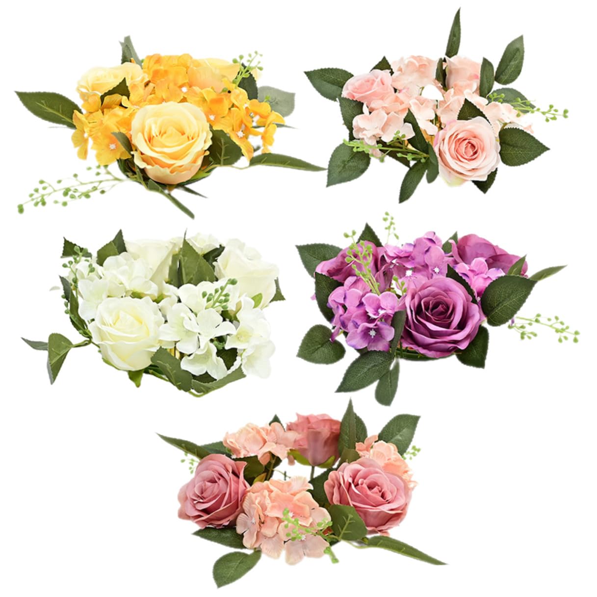 Anneaux de bougies fleuries VICASKY en lot de 5 pour centre de table chic