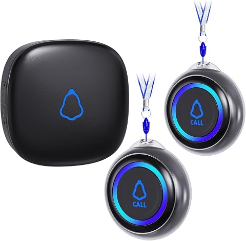 Wireless Caregiver Pager with 2 Call Buttons and Receiver for Elderly and Patients