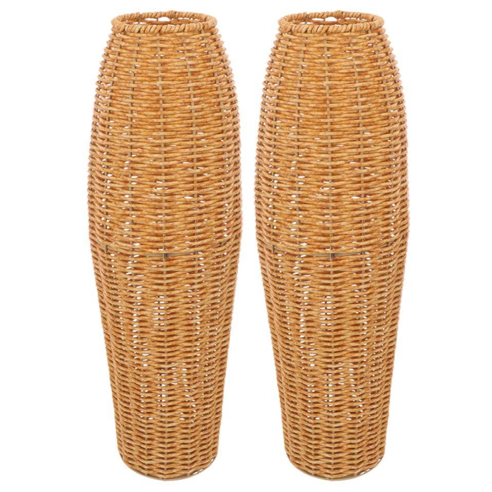 Vases de sol marron tressé au design rustique élégant imitation rotin