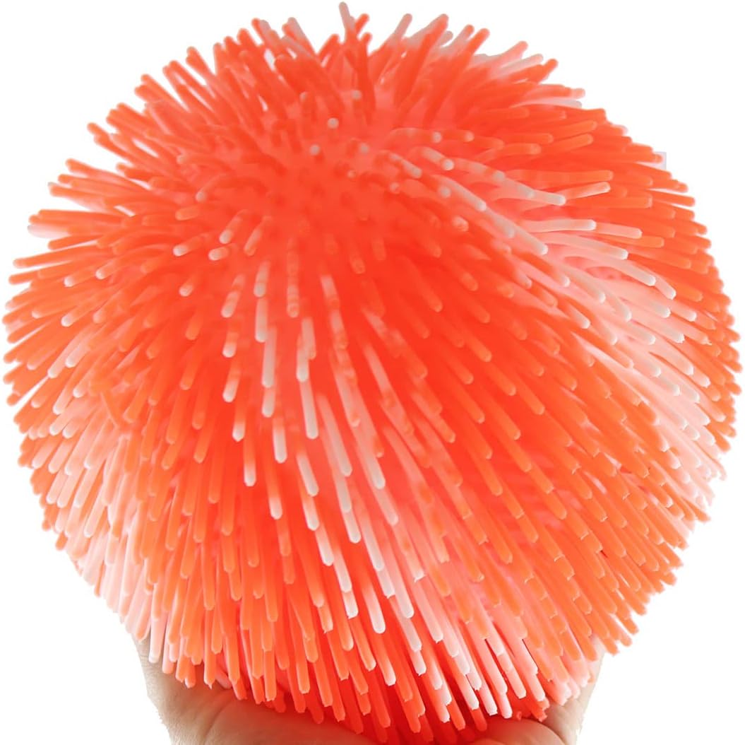 1 Orange and White Striped Multi-Color Tie Dye Swirl Jumbo 8" Puffer Ball - Sensory Therapy Fidget Stress Balls - OT Autism SPD (1 Orange/White)