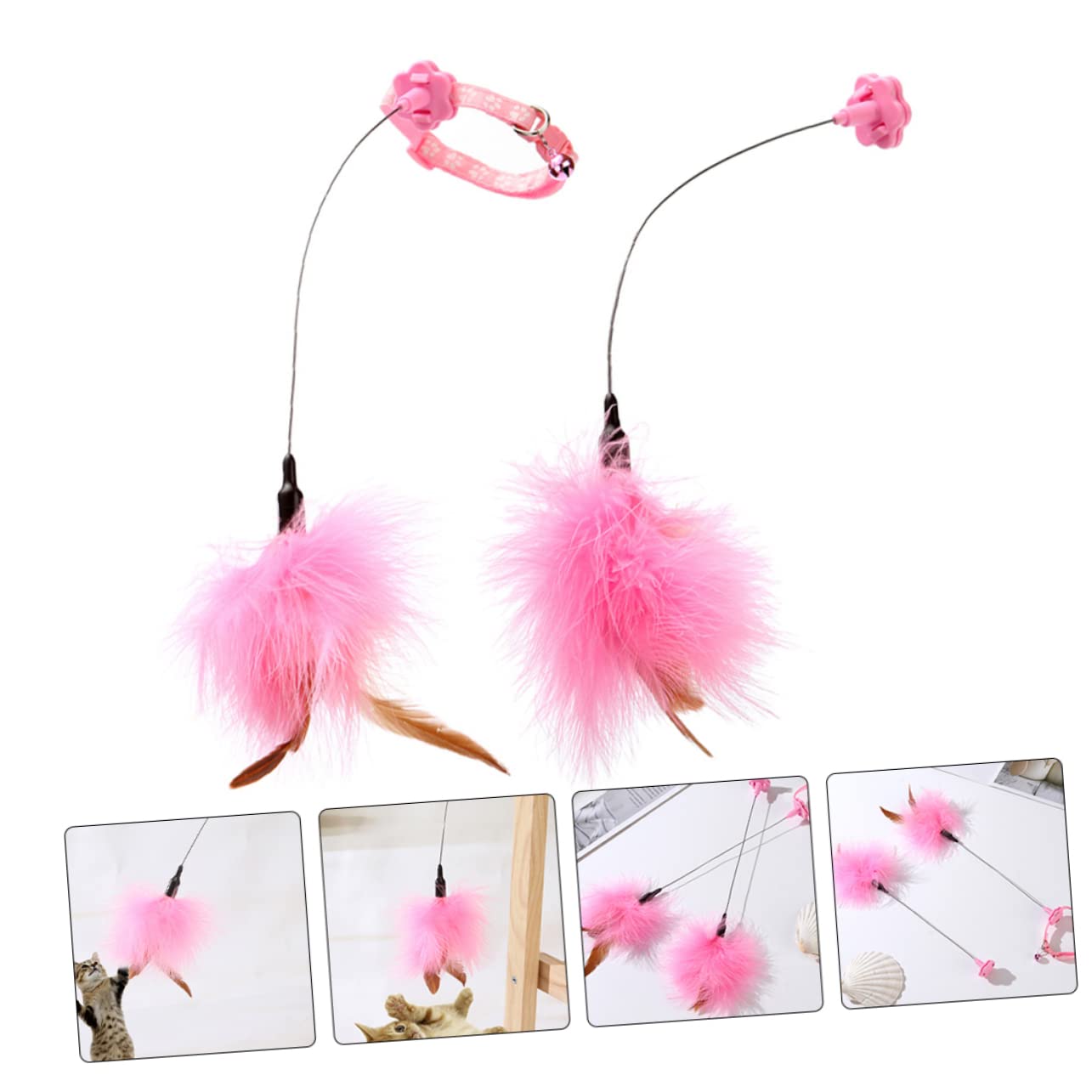 Milisten 2pièces Jouets Interactifs pour Chats avec Plumes Canne à Jouer pour Instinct De Chasse des Félins Idéale pour Jeu Intérieur