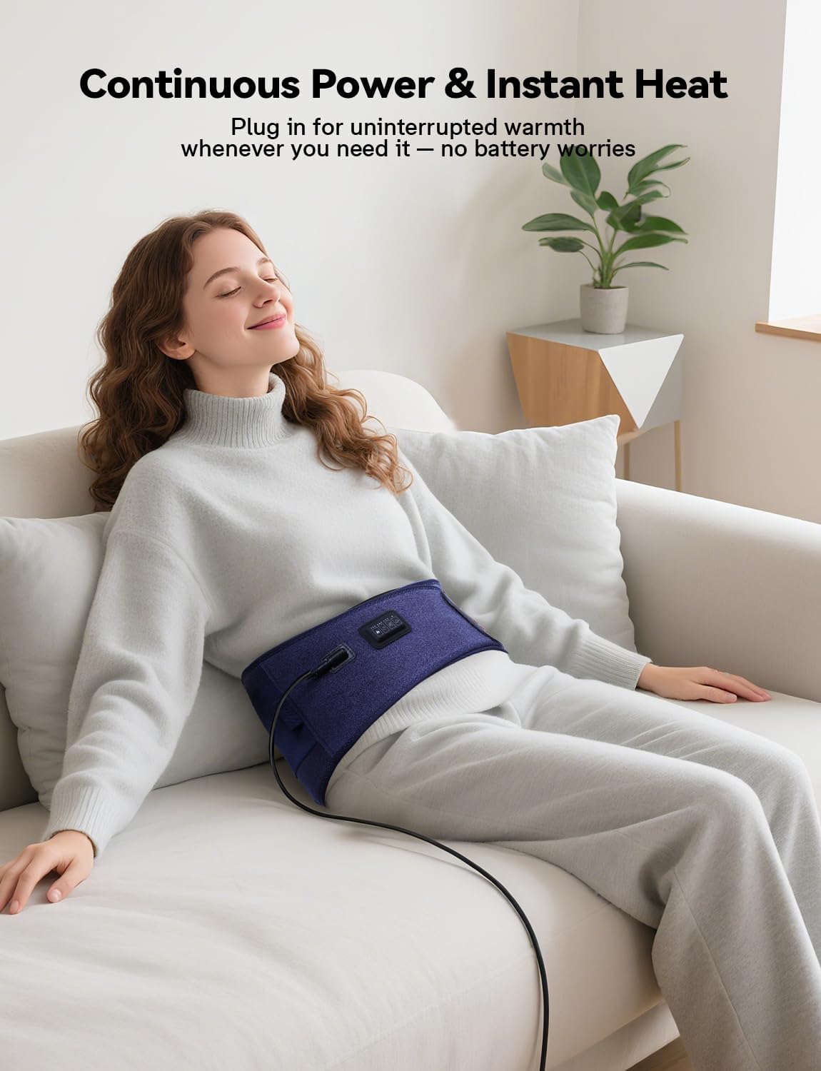Heating Pad with Massager for Back Pain Relief, 47-60" Electric Lower Back Massager Wearable Heating Pad for Cramps with 3 Heat&Timer, 5 Vibration Back Brace Birthday Valentine's Gift for Men Women - Image 2