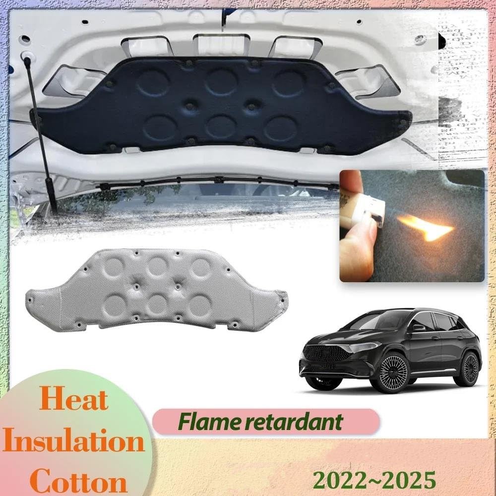 Isolamento auto Cappuccio Motore Copertura Isolante Fodera In Cotone Insonorizzato Termico Zerbino Per Mercedes Per Benz Per EQA H243 250 300 2022-2025 Tappetini Isolanti Auto(Style C)