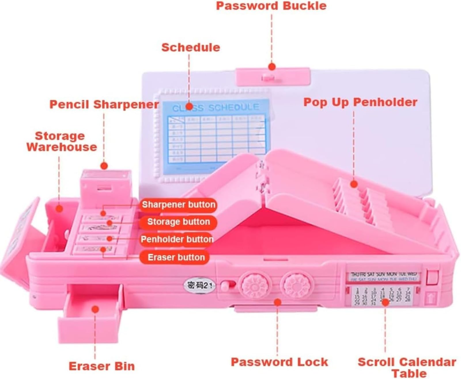 Astuccio pop-up, organizer per articoli scolastici, scatola multifunzione per matite, organizer per cancelleria per ragazze, astuccio con calcolatrice, elegante astuccio scolastico, portapenne pop-up