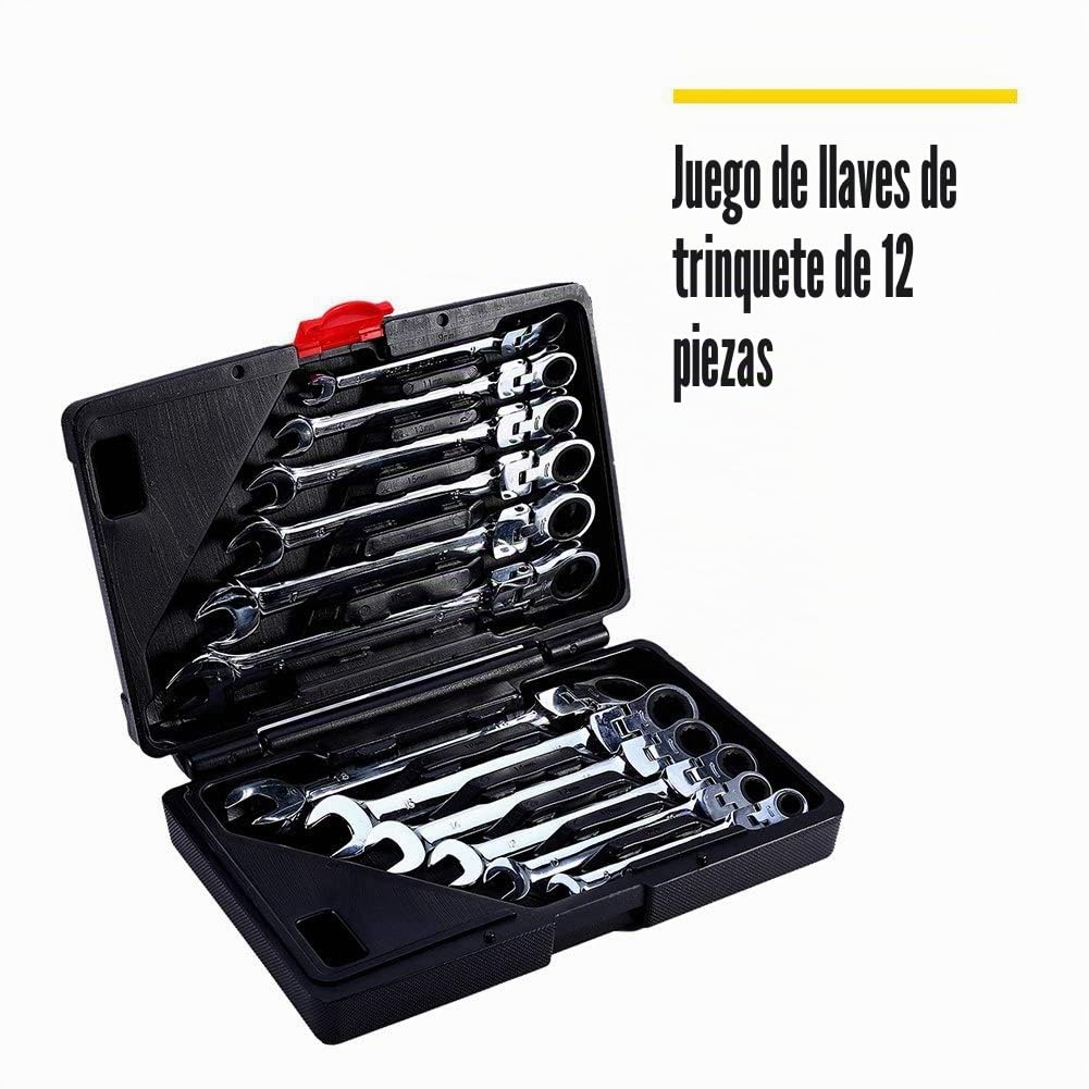 Juego de 12 llaves de carraca, juego de herramientas métricas combinadas, herramientas de reparación para herramientas profesionales de reparación de automóviles