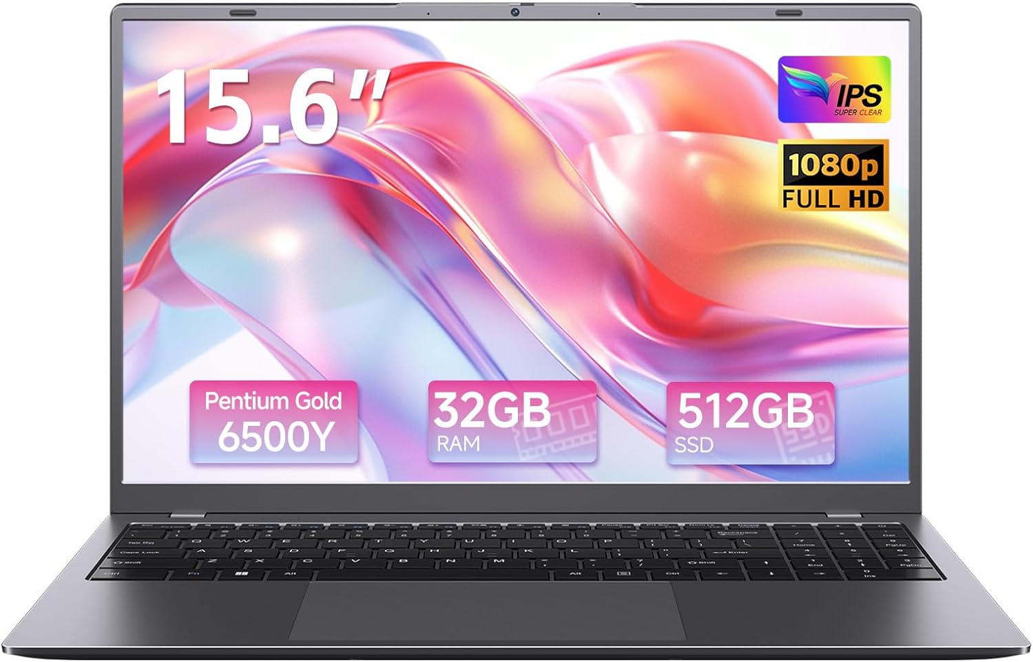 Laptop, 15.6 Inch Laptops - 32GB RAM 512GB SSD, Pentium 6500Y Processor (Up to 3.4GHz), FHD IPS Display, Traditional Laptop Computers for Students and Business, BT5.0, Type C, HDMI, WiFi 5