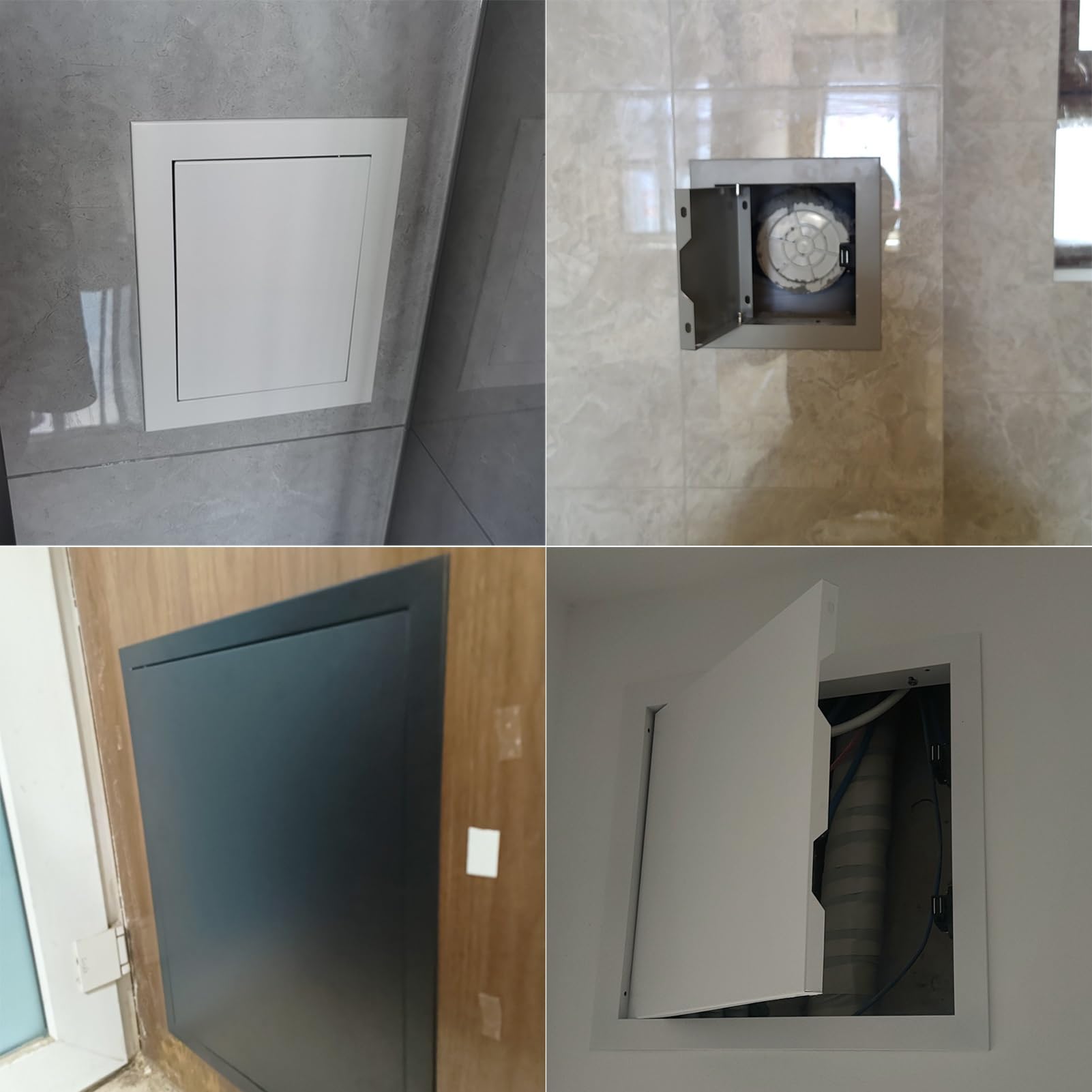 Magnetyczne drzwi wejściowe z ukrytą metalową klapą kontrolną do panelu ściennego D Service (białe, 40 x 40 cm, 40 x 40 cm), idealne dla łatwego dostępu i utrzymania