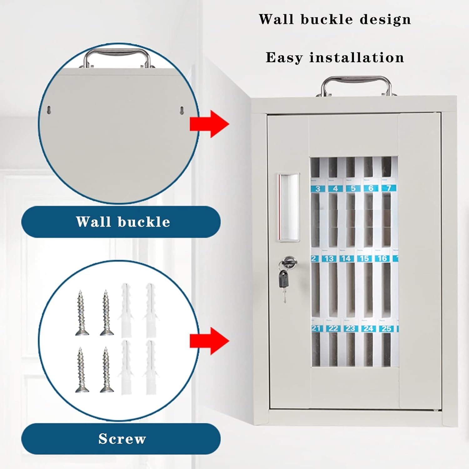 Wall-Mounted Cell Phones Storage Cabinet, Acrylic Clear Cell Phone Locker Box, Classroom Phone Organizer with Door Locks and Keys, for Pocket Cellphone Holder School Offi