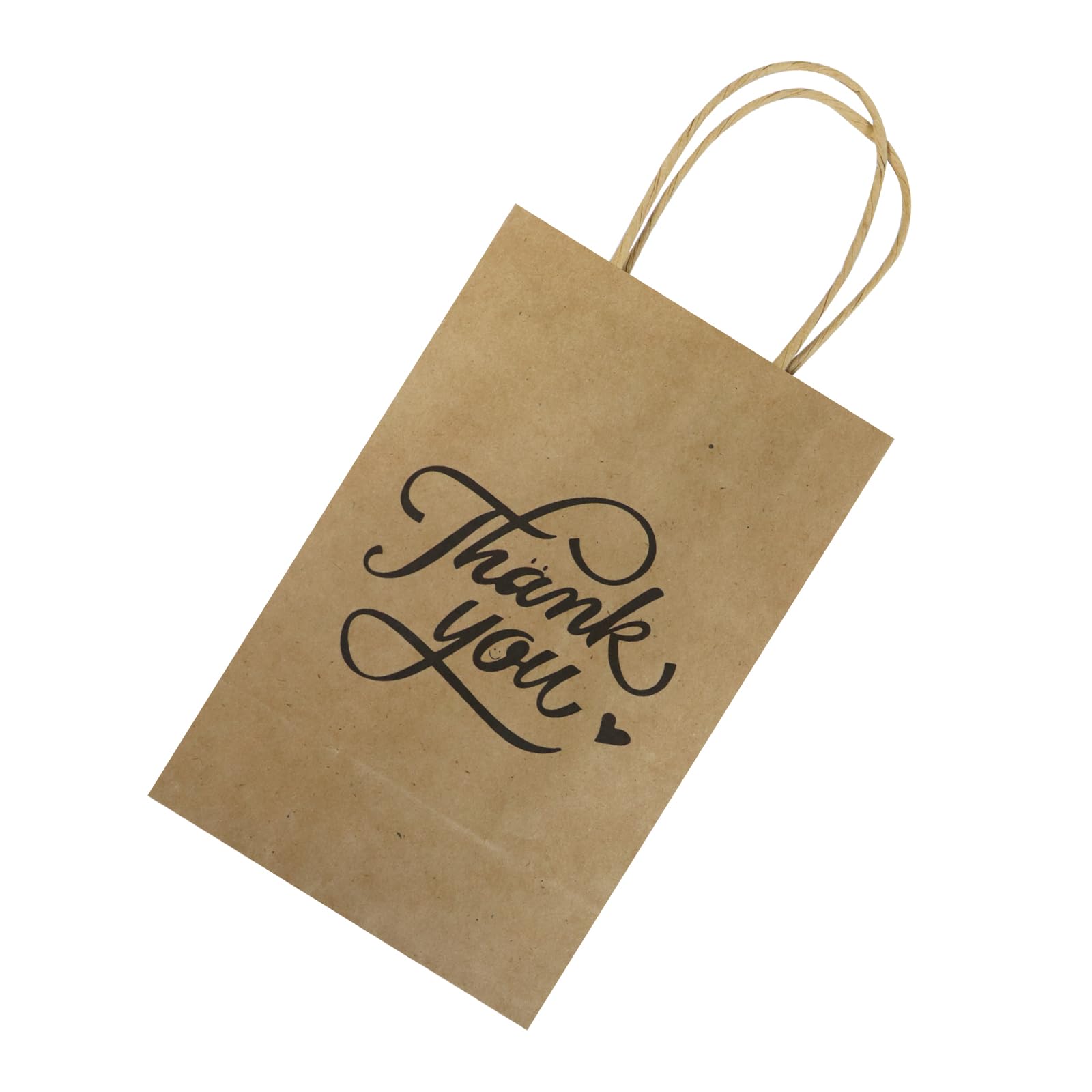 bagmad 100 Pack 5.25x3.25x8 Inch Small Brown Paper Gift Bags with Handles Bulk, Thank You Kraft Paper Bags for Party Favors Grocery Retail Shopping Wedding Craft Cub Sacks (Plain Natural, 100pcs)