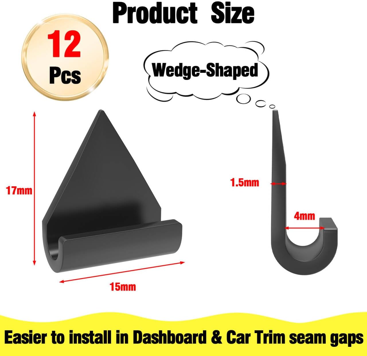 12 Pcs Car Trim Cable Clips, Wire Clips Cable Management Wire Organizer Cord Holder, Neatly Organize Cables for Vehicle Interior, Easy Installation, Ideal for Phone Chargers, Dash Cams and More