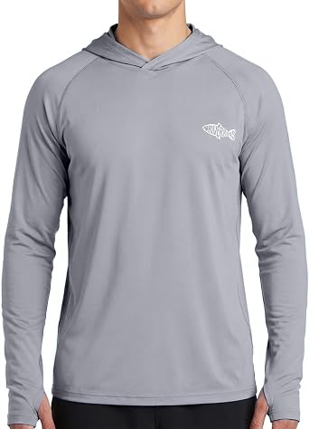 Mens Sun Protection Hoodie UPF 50 Long Sleeve Rash Guard Fishing Shirt with Hood Hiking Lightweight Hooded