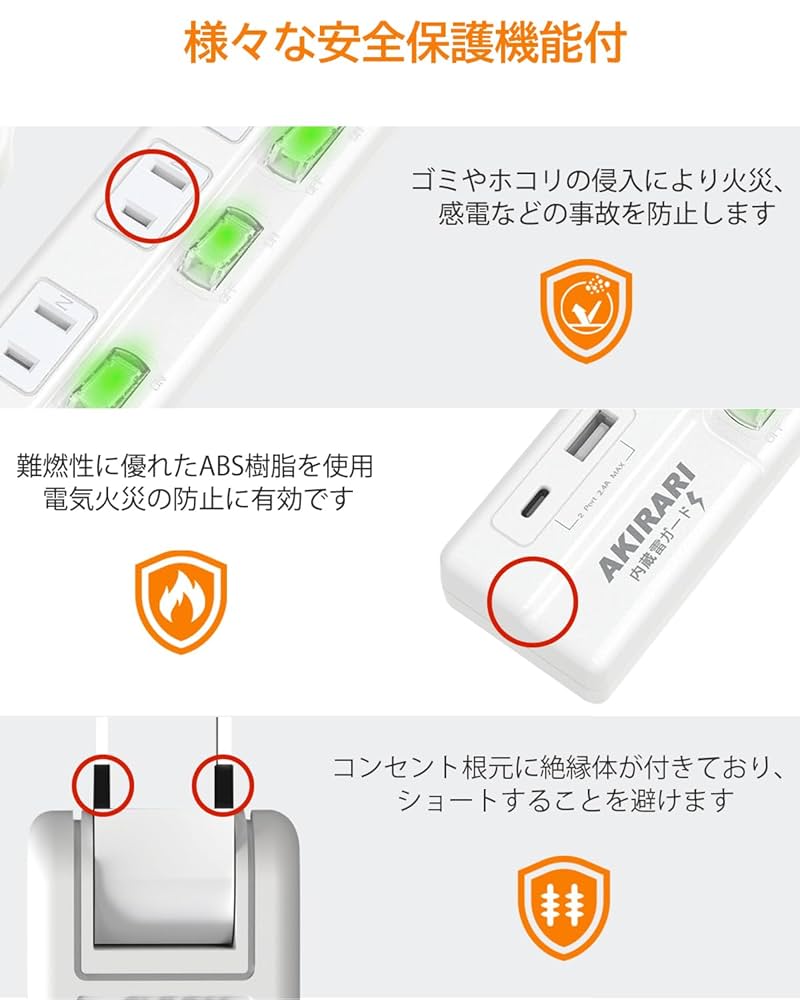 Amazon.co.jp: 延長コード 1m 電源タップ usb コンセントタップ