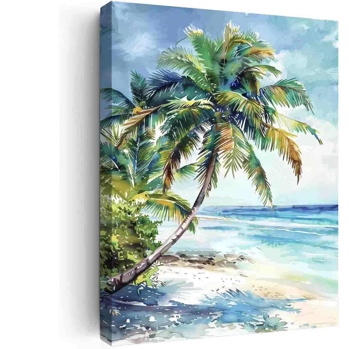 GeRRit Original-Palm tree Beach Wall Art Watercolor Landscape