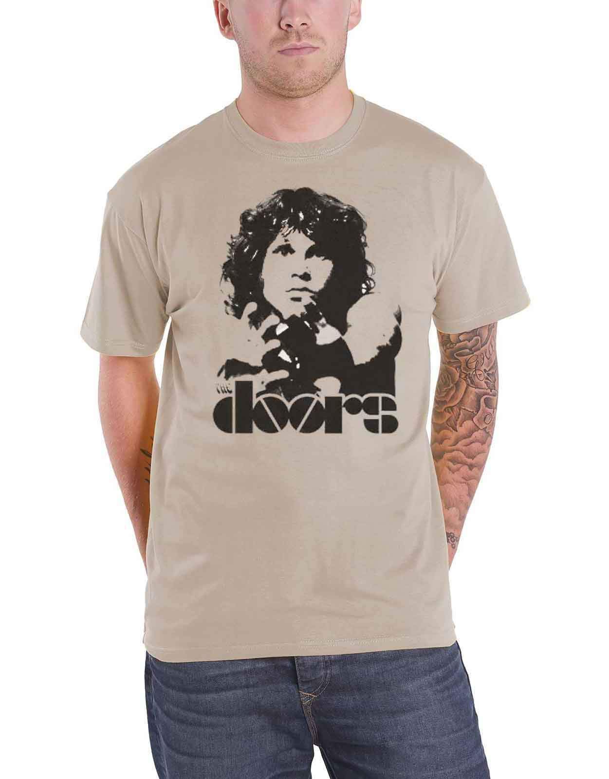 The Doors Men's Brown T Shirt Sand Jim Morrison Break On Through Band Logo Official Xxl
