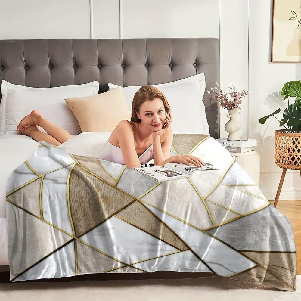 Manta de Franela Sherpa Suave (180x220 cm) Multicolor Manta de Forro Polar para Sofá Cama, Camping, MáRmol GeoméTrico Acogedora Frazada de Franela para Niños Niñas Adulto Regalo