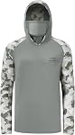 BASSDASH Men's UPF 50+ Camo Hoodie Shirt with Mask Long Sleeve Sun Protection Neck Gaiter Hooded Tee for Fishing Hiking