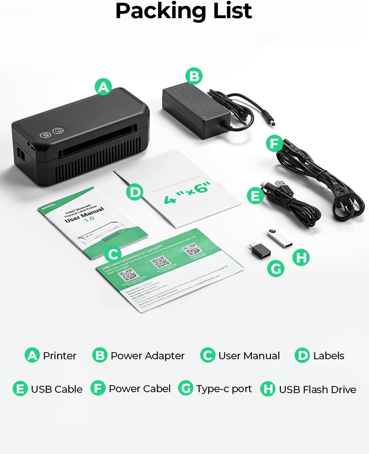 SVANTTO Bluetooth Thermal Label Printer, 4x6 Shipping Label Printer for Small Business, Compatible with iOS, Android, Windows, Mac, Amazon, Ebay, Shopify, USPS, UPS, Etsy, Black