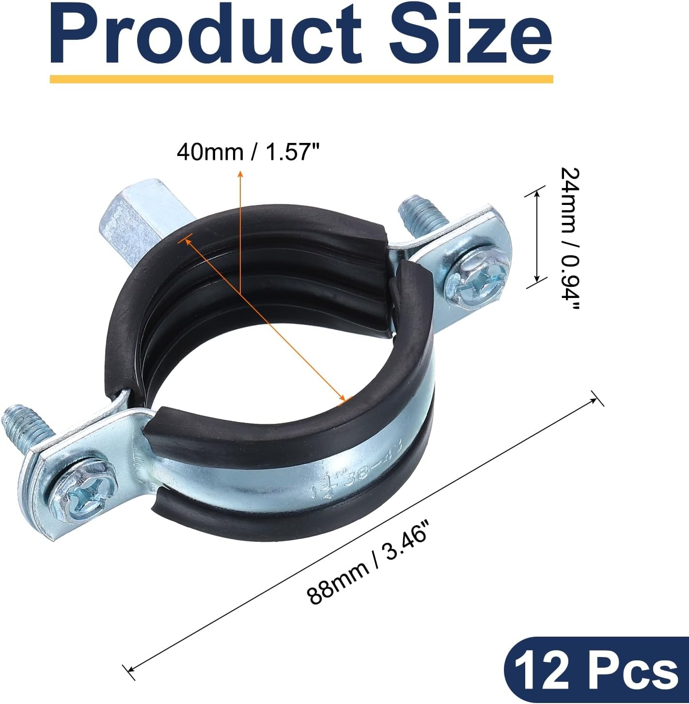 uxcell 12 Pcs Split Ring Pipe Hanger, 40mm/1.6inch Adjustable Pipe Bracket Clamp Wall Ceiling Mount Pipe Strap Support for Plumbing Drainage Pipe Tube
