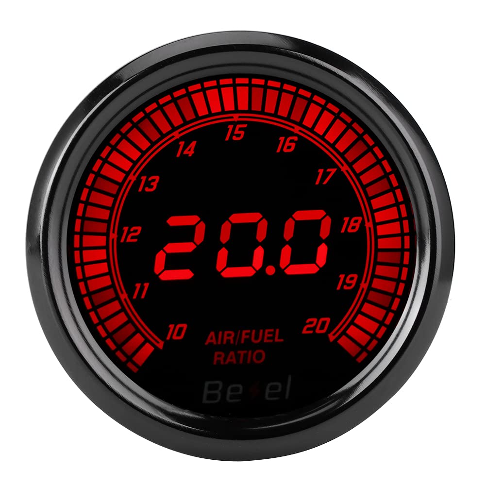 Wideband Air Fuel Ratio Gauge Kit,52mm Black 7 Color Pointer Air or Fuel Ratio Gauge Auto Car Instrument Accessory