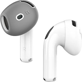 elago 2 Pairs AirPods 4 Ear Tips Cover Designed for AirPods 4, [Fit in The Case] Anti Slip Silicone Cover, Anti Scratches, Installation Guide 1 Pair of Each Dark Grey & White