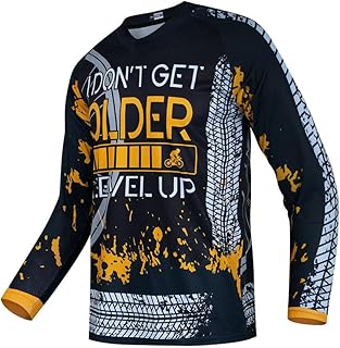 Mountain Bike Jersey for Men, Long Sleeve Dirt Bicycle Shirt for Motorcycle Motocross Bmx Moto Mx Atv Riding Off Road