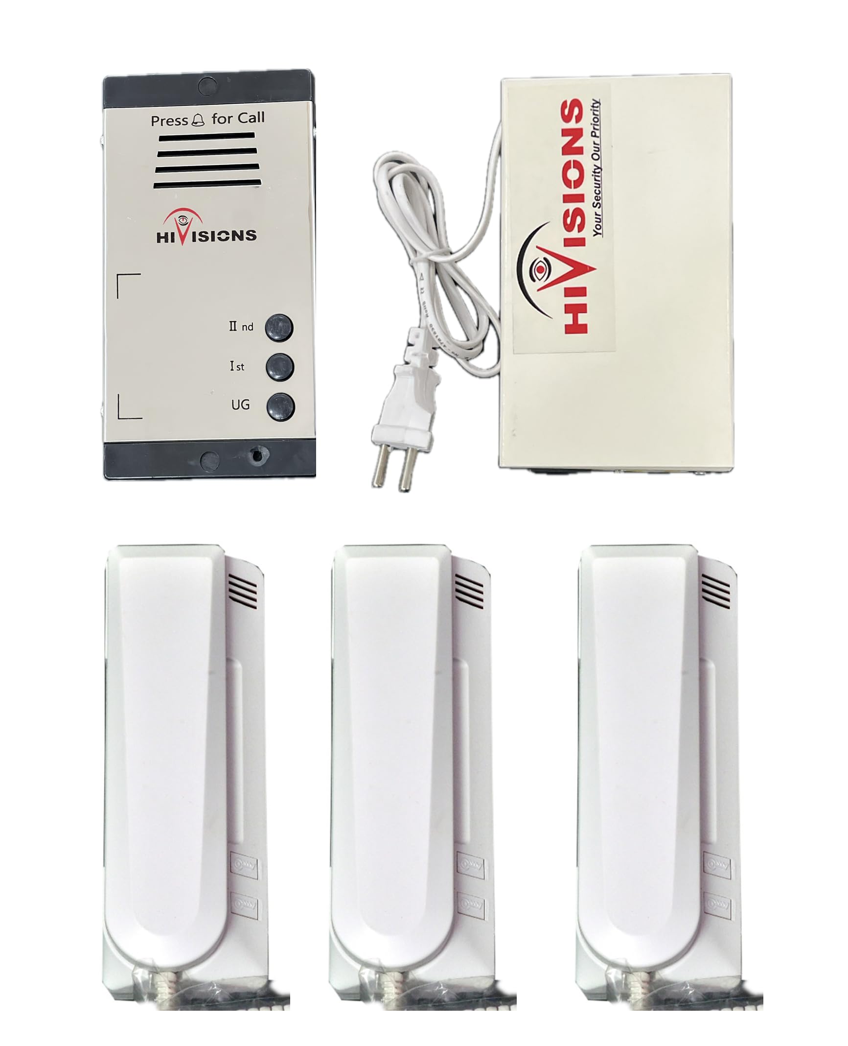 Hivisions Audio Door Phone 3 Bell Set(3 Bell Panel + 3 Handset + 1 Supply)-image-12