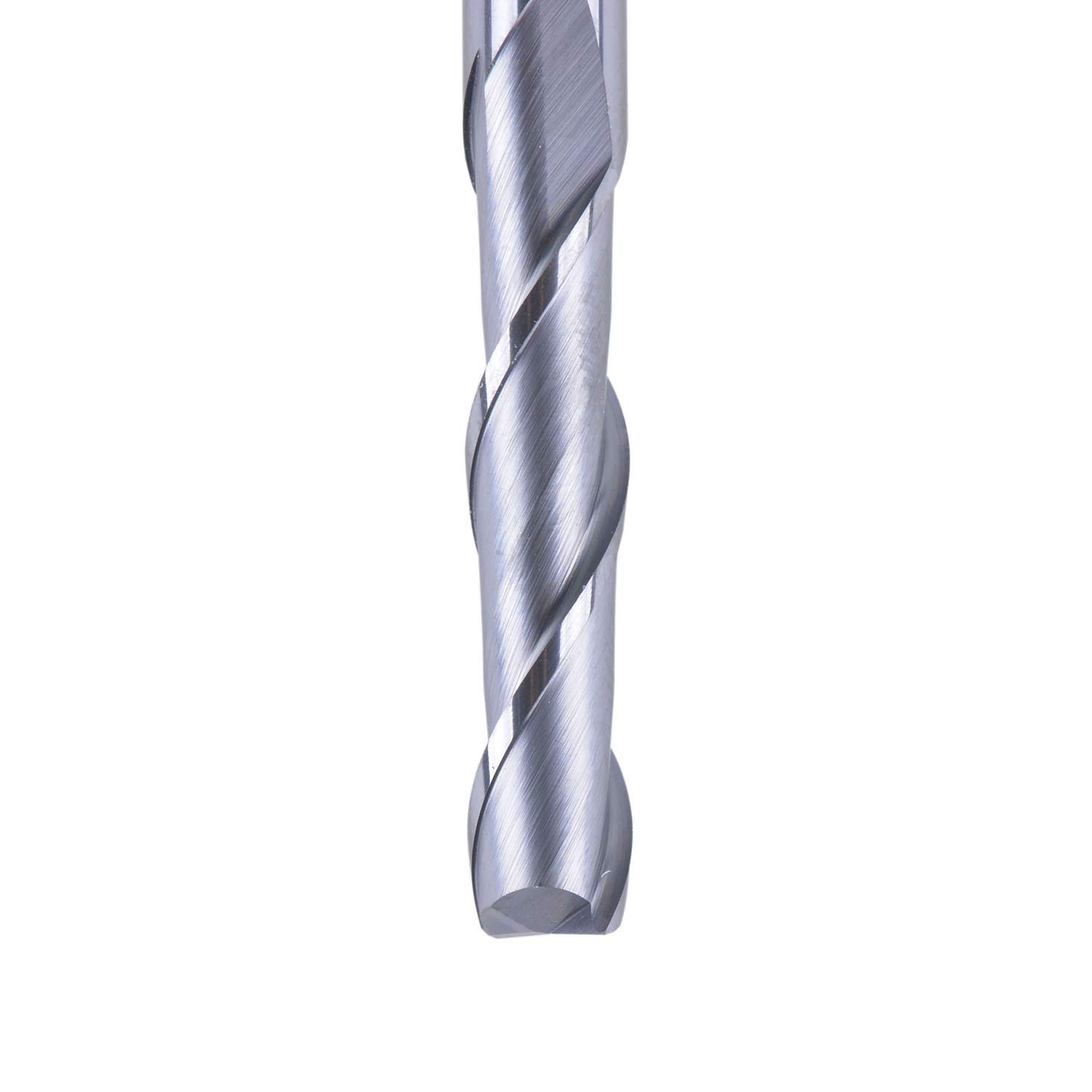 SpeTool - Punte CNC con 2 scanalature, codolo da 6,35 mm (1/4"), extra lunghe 7,6 cm (3 ") in carburo rivestito in TiAlN HRC55 a spirale UpCut
