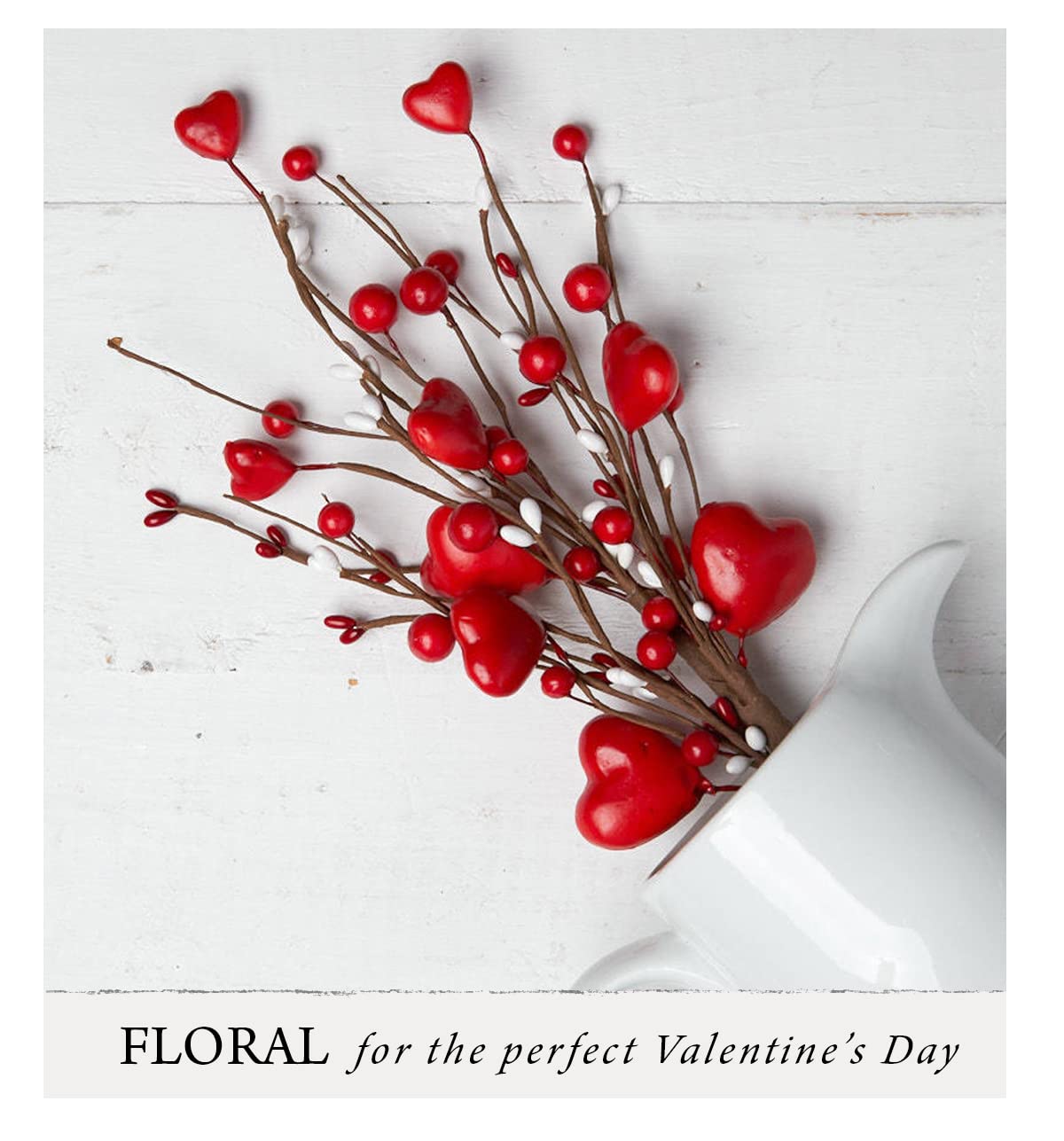 Set of 3 Heart and Berry Valentine's Day Picks for Flower Arrangements, Wreaths and Decorations