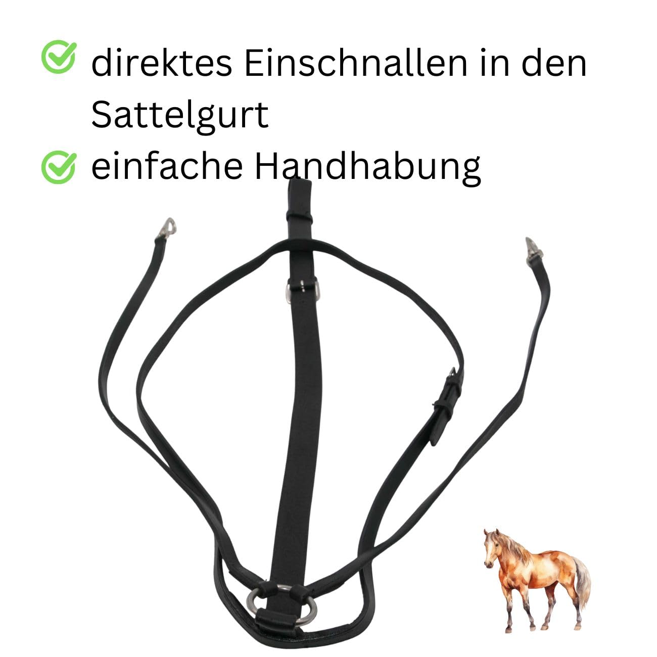 AMKA Thiedemann-Kombination Hilfszügel, schwarz, Warmblut, verstellbar