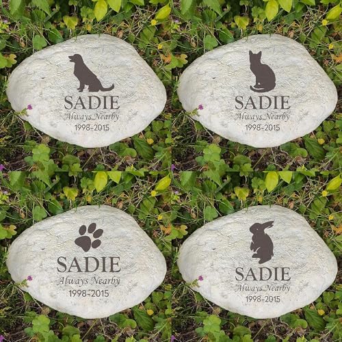 PTATT Personalisierte Haustier-Gedenksteine für Hund/Katze, lasergravierte Hundegrabmacher Katze Grabstein Gedenkstein Garten Stein Outdoor dekorative Steine Verlust der Haustier-Sypathie Geschenk