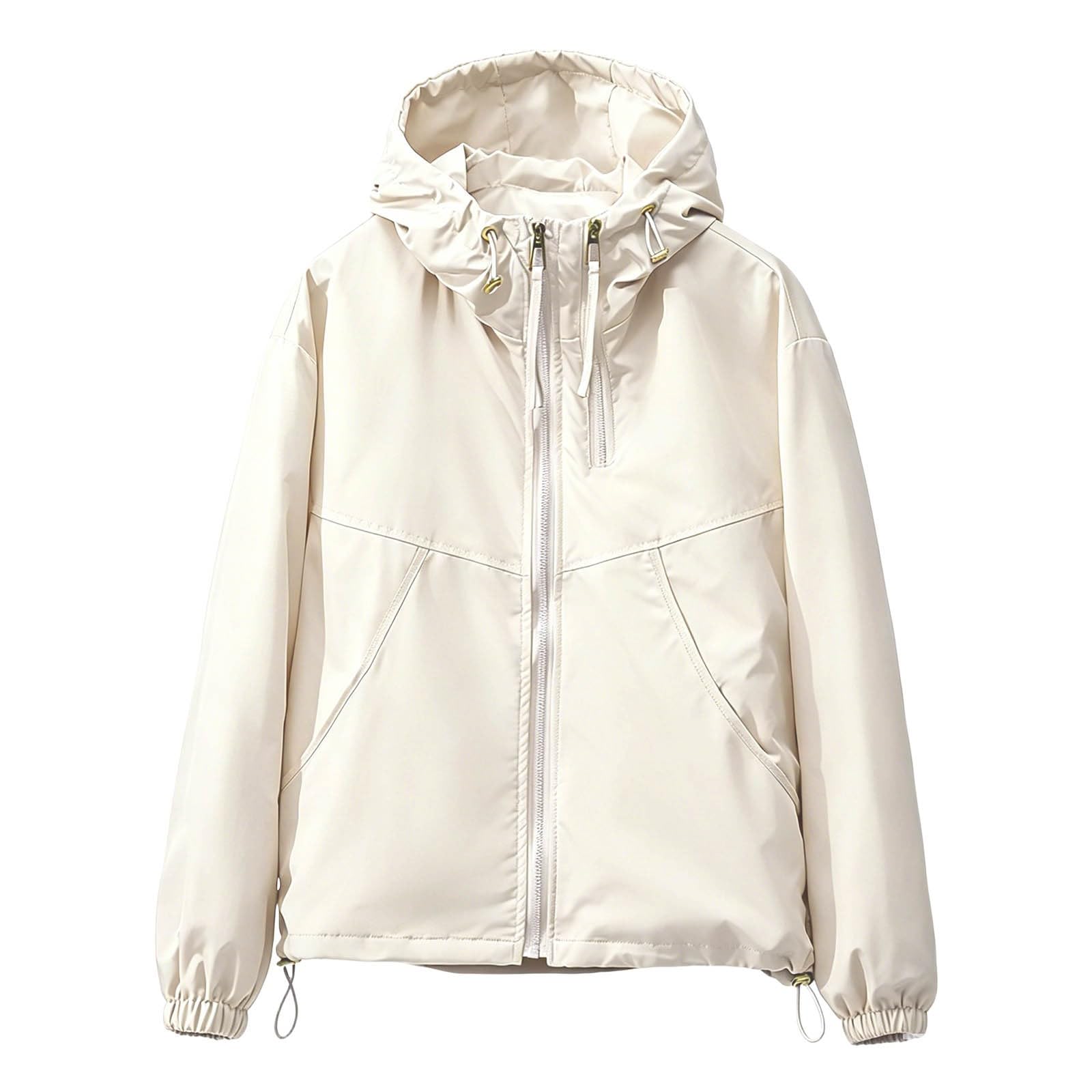 Parka Imperméable Femme Fermeture Zip Blouson Coupe Vent De Pluie Avec Capuche et Poches Légère Séchage Rapide Veste Multifonction pour Randonnée Promenade et Temps Pluvieux de la Saison Estivale
