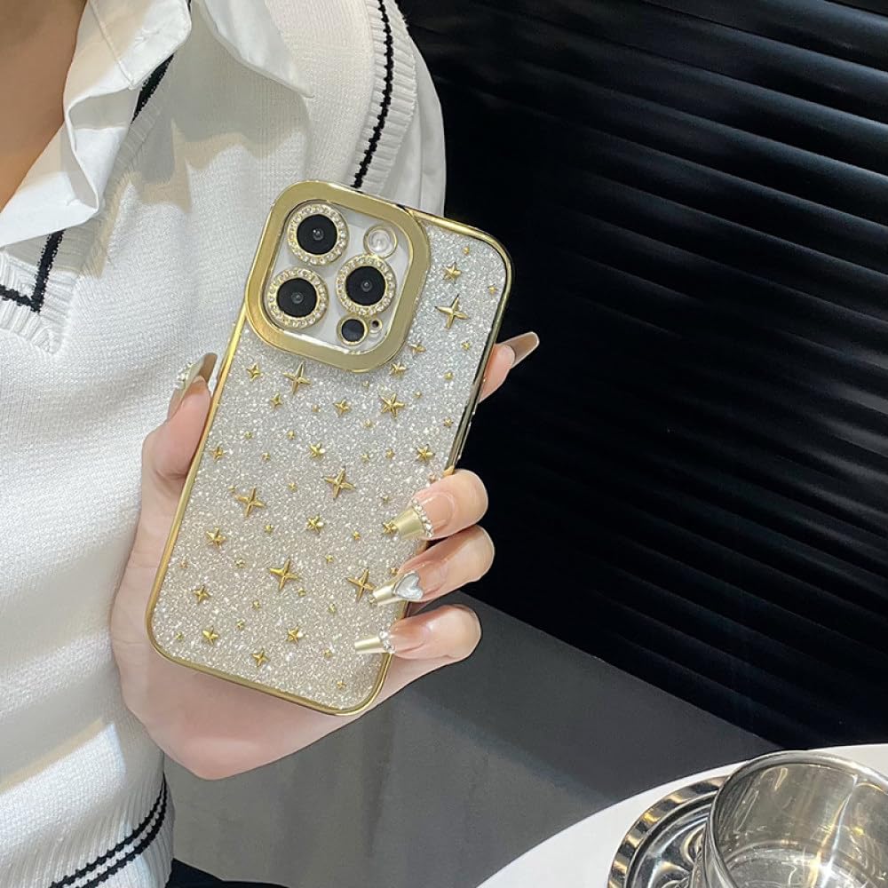 Coque iPhone 13 Pro silicone transparent anti-choc protection objectif motif pailleté stars