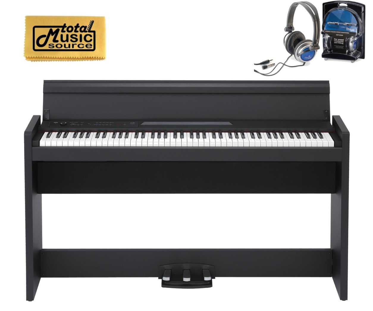 Korg LP380BK 88-Key Home Digital Piano with Stand & Pedals, Black, LP380 RH3 KEY