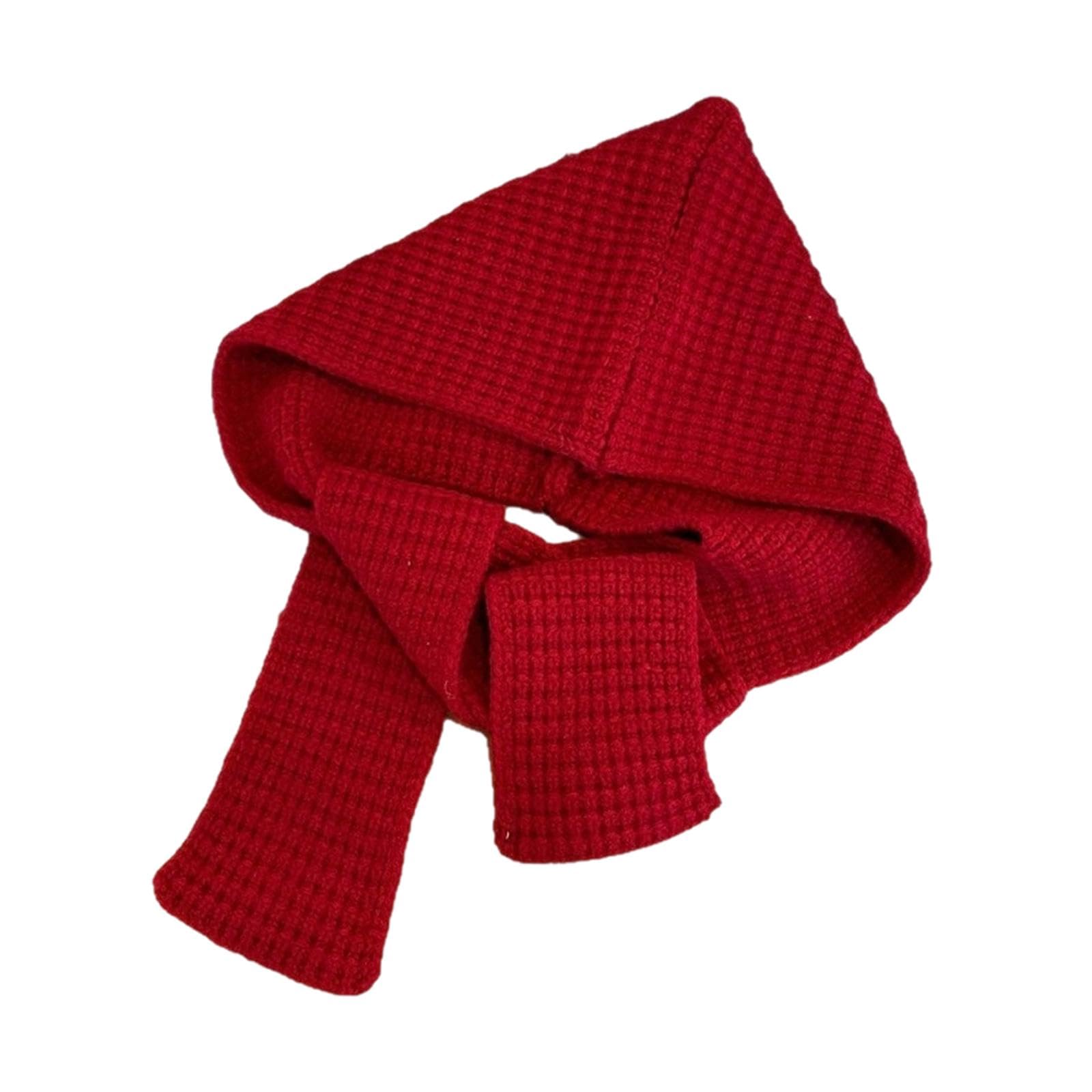 Knitted Scarf Windproof Headgear Scarf with Hoodie for Women Walking Outdoor red-image-46