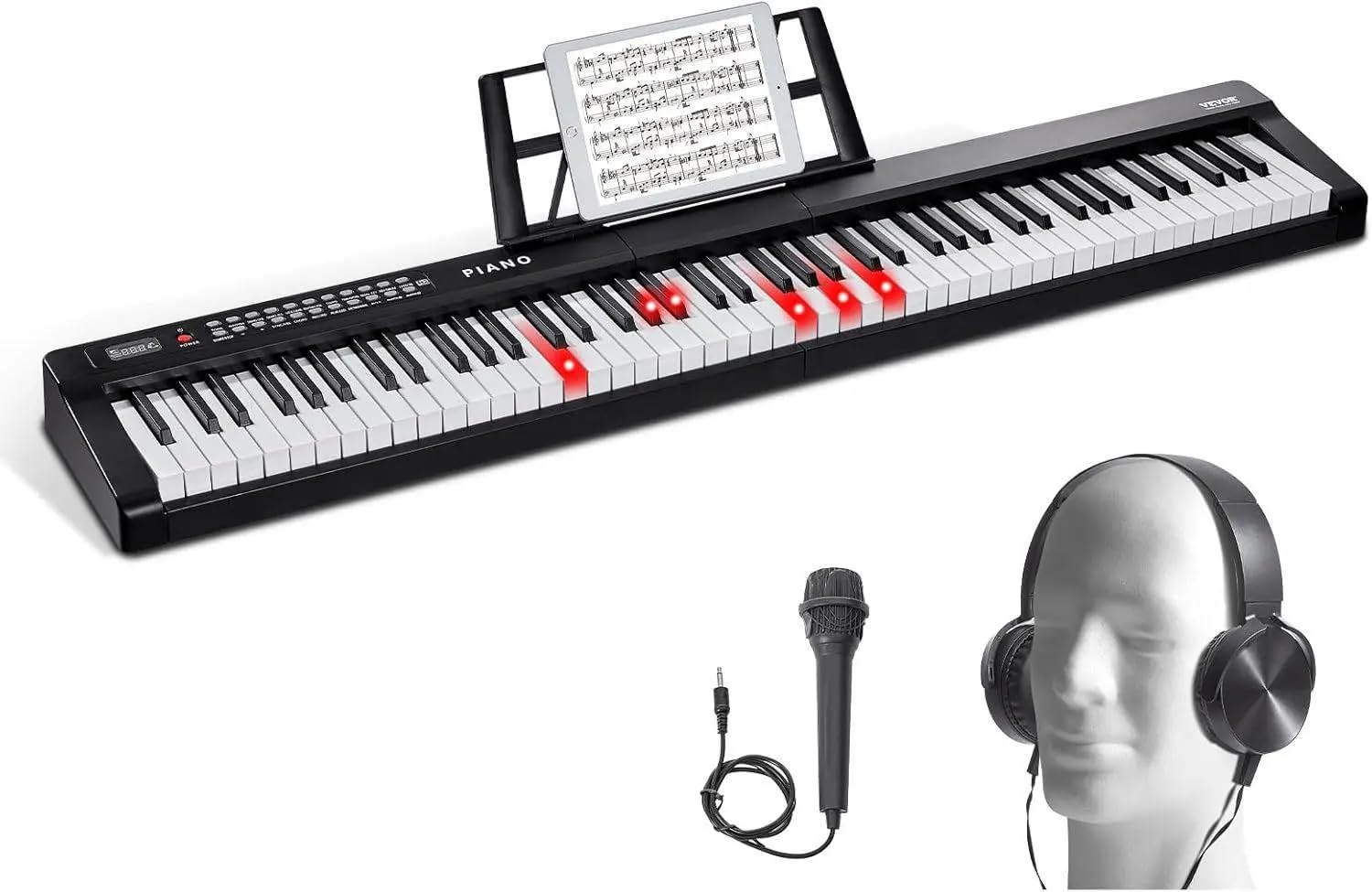 Amazon.com: VEVOR 88 Key Digital Piano Keyboard, Semi Weighted Keys ...