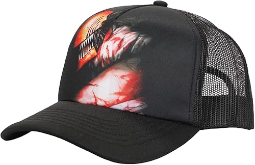 Vista 6 de Bioworld Chainsaw Man Logo & Pochita Sombrero El Snapback Precurve Negro Para Hombre