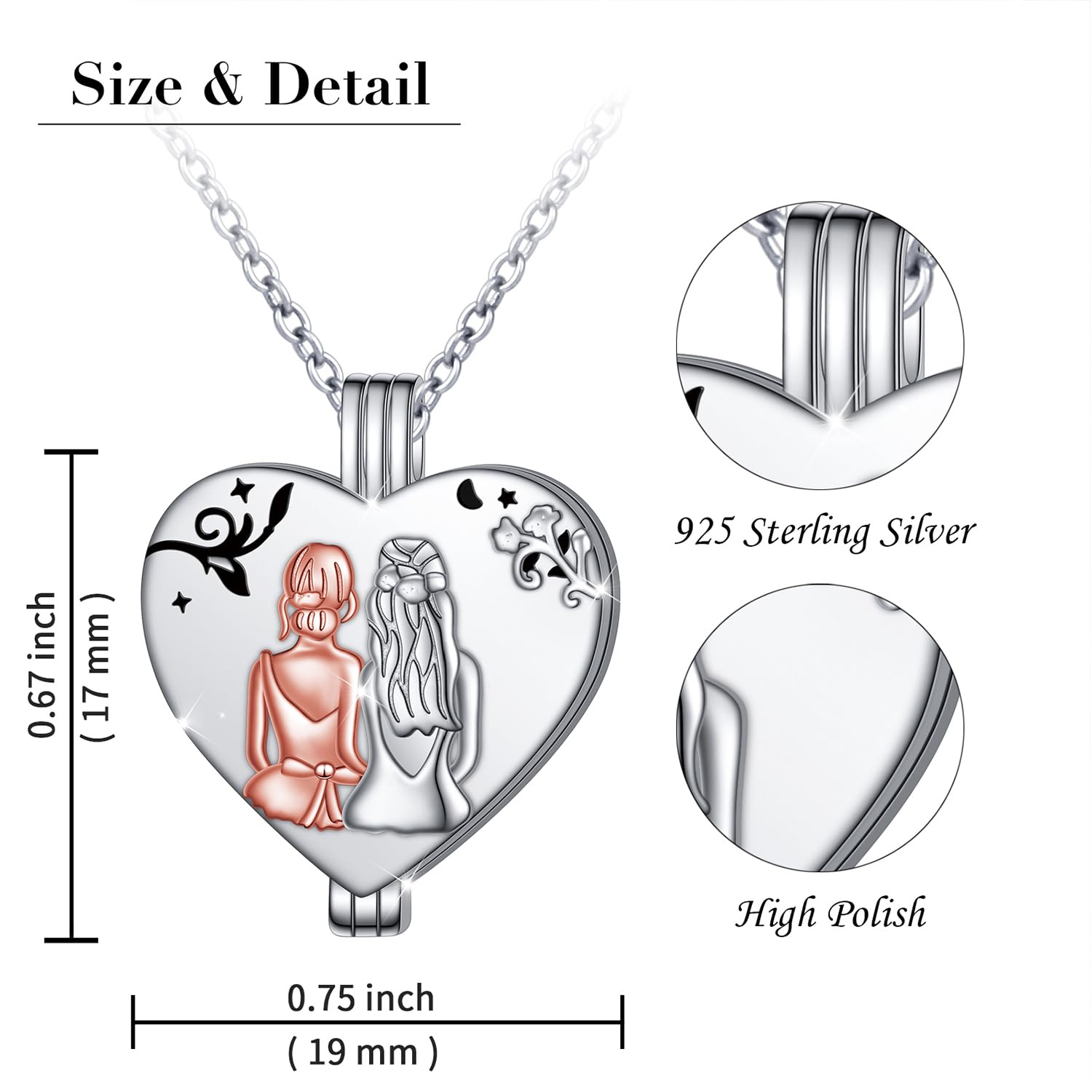 Ciondolo con foto medaglione con immagine in argento Sterling 925 amore cuore collana sorelle/girasole/madre figlia ricordo memoria ciondolo immagini medaglione catena promemoria regali per le