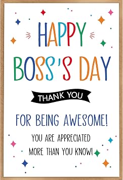 Boss Day Card, Bosses Day Gifts for Women Men, Happy Bosss Day Card Gifts for Boss from Employees,Funny Bosss Day Gift for Her Him, Appreciation Bosses Day Ideas
