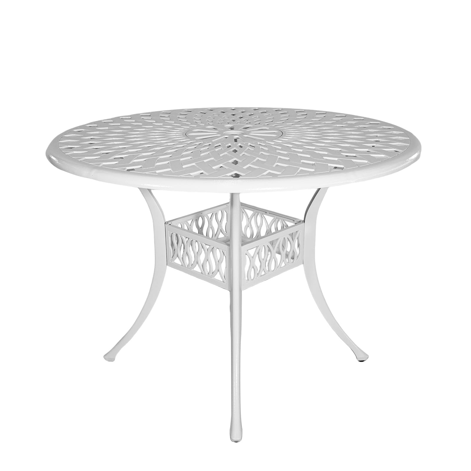 Withniture 42 Inch Outdoor Patio Dining Table Round Cast Aluminum Table with 1.97" Umbrella Hole, All Weather Metal Bistro Table for Porch,Backyard,
