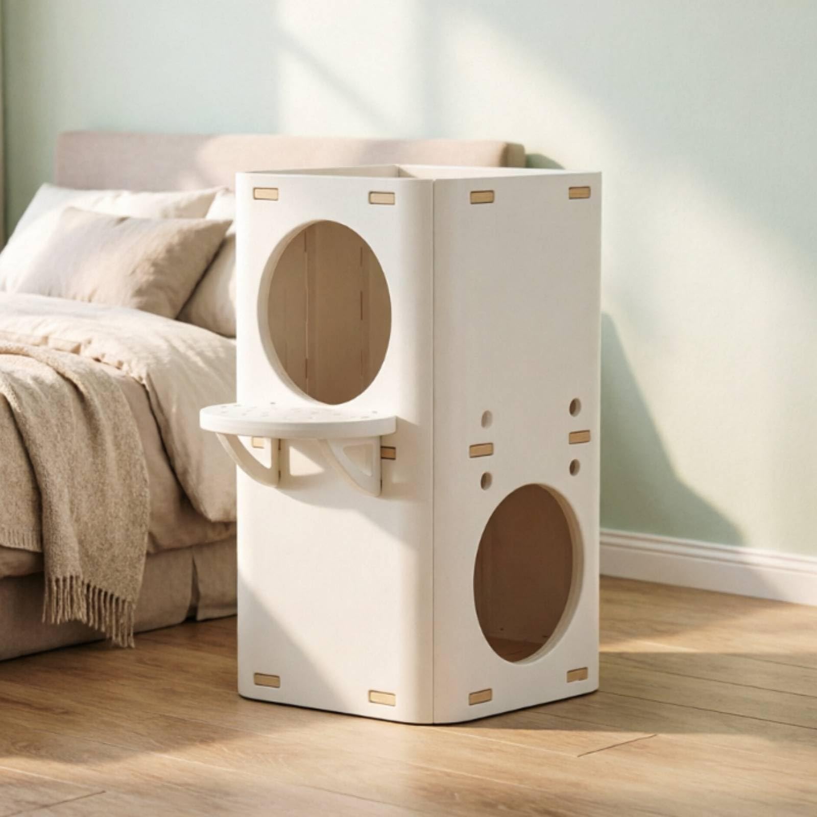 Qianly Rascador Cubo Multinivel Mueble Vertical para Esquinas